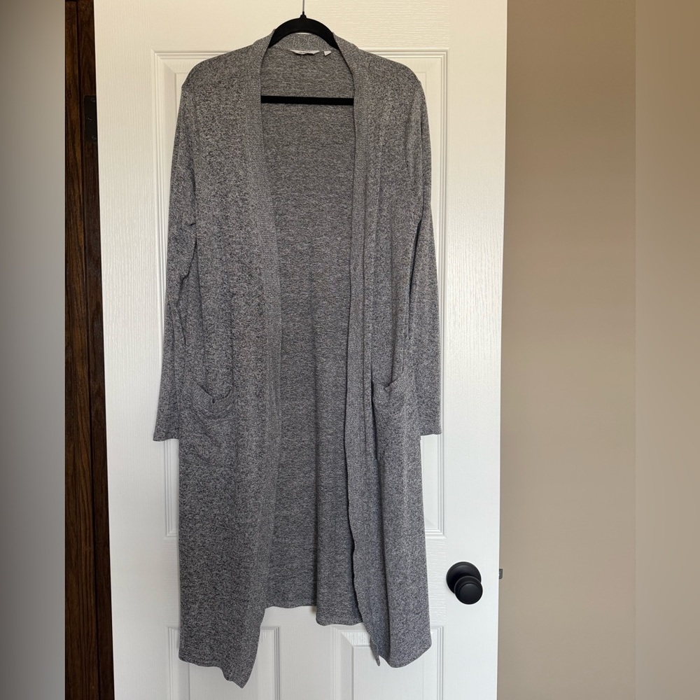 Reitmans Gray Open-Front Long Cardigan